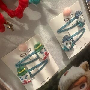 Glitter Blue Sad Clown Hair Clips ( both sets )